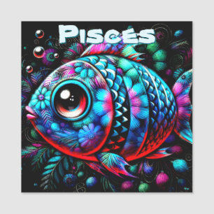 Whimsical Big-Eyed Fish Pisces Personalized Name Tag