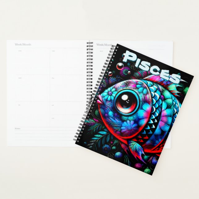Whimsical Big-Eyed Fish Pisces Personalized Planner (Display)