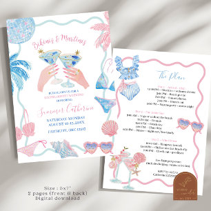 Whimsical Bikinis and Martinis Bachelorette Weeken Invitation