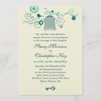 Whimsical Bird Cage Wedding Invitation