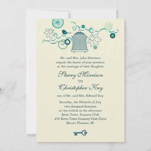 Whimsical Bird Cage Wedding Invitation