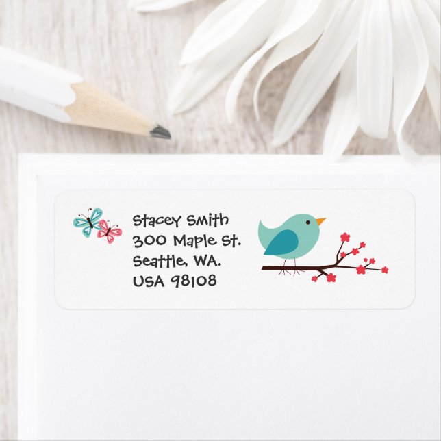 Whimsical Bird Customizable Return Address Label (Insitu)