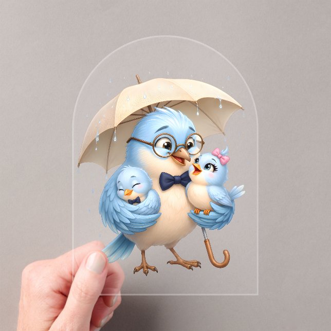 Whimsical Bird Dad Arch Acrylic Invitation (Insitu (Handheld))