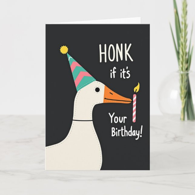 Whimsical Bird Party Hat Card (Front)