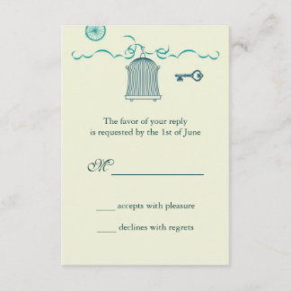 Whimsical Birdcage Wedding RSVP Card