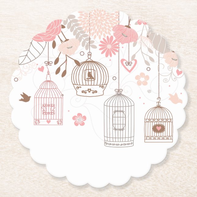 Whimsical Birdcages Paper Coaster (Front)