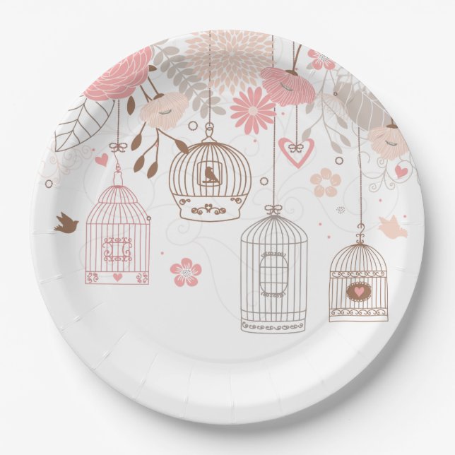Whimsical Birdcages Paper Plates (Front)