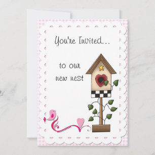 Whimsical Birdhouse and Birds Housewarming Party Invitation