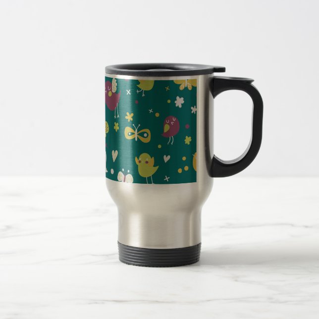 Whimsical Birds and Butterflies Travel Mug (Right)
