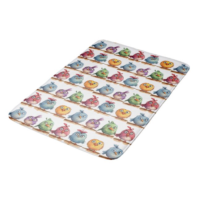 Whimsical Birds Bath Mat (Angled)
