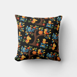 Whimsical Birds & Blossoms Throw Pillow.\ Pillow
