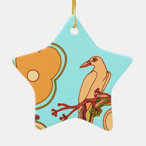 Whimsical Birds Ceramic Ornament