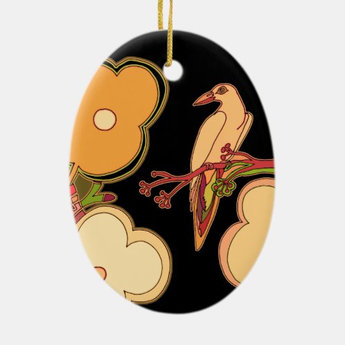 Whimsical Birds Ceramic Ornament