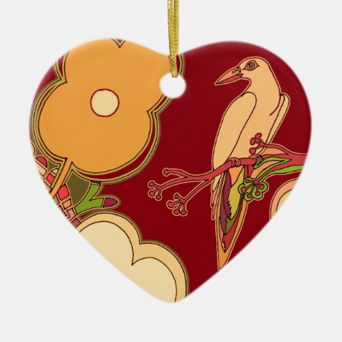 Whimsical Birds Ceramic Ornament