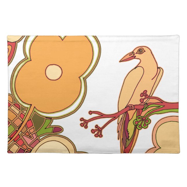 Whimsical Birds Cloth Placemat (Front)