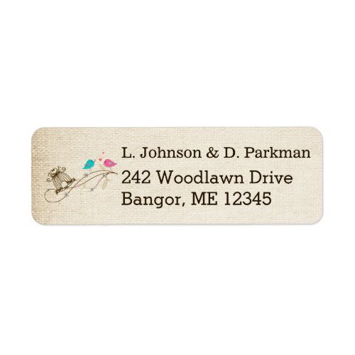 Whimsical Birds in Love Return Address Label