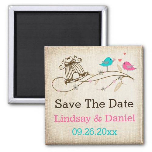 Whimsical Birds in Love Save The Date Magnet