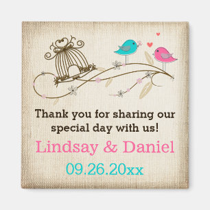 Whimsical Birds in Love Wedding Favor Magnet
