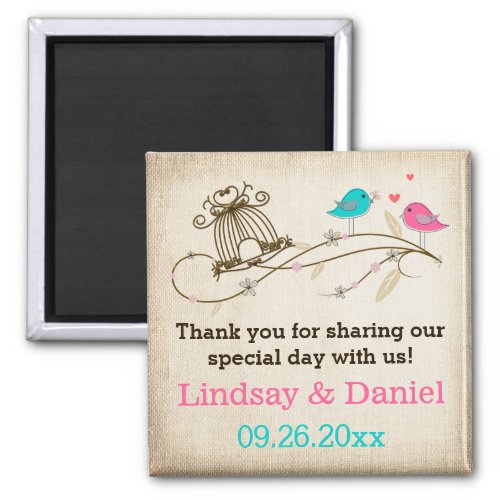 Whimsical Birds in Love Wedding Favor Magnet