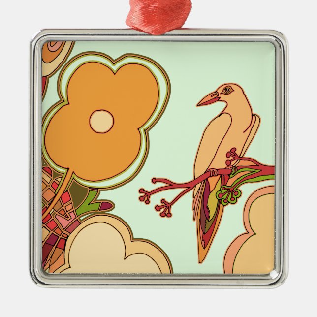 Whimsical Birds Metal Ornament (Front)