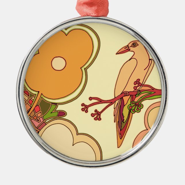 Whimsical Birds Metal Ornament (Front)