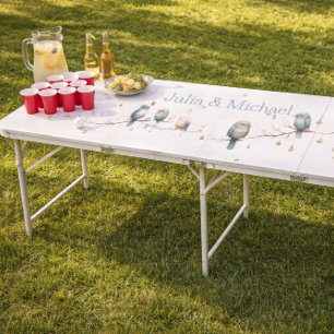 Whimsical Birds on Branches Pastel Baby Shower Beer Pong Table