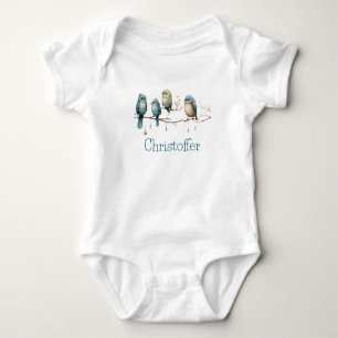 Whimsical Birds on Branches Pastel Baby Shower Bodysuit