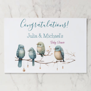 Whimsical Birds on Branches Pastel Baby Shower Paper Pad