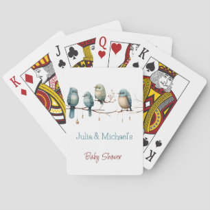 Whimsical Birds on Branches Pastel Baby Shower Poker Cards