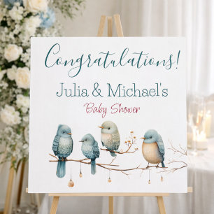 Whimsical Birds on Branches  Pastel Baby Shower Sign