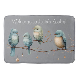 Whimsical Birds on Branches Timeless Elegance Bath Mat