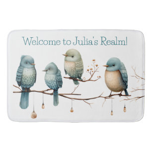 Whimsical Birds on Branches Timeless Elegance Bath Mat