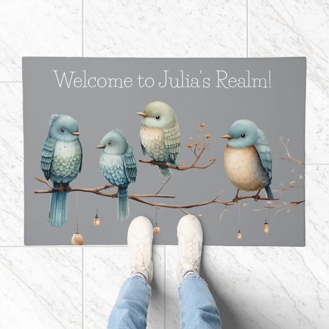 Whimsical Birds on Branches Timeless Elegance Doormat (Indoor)