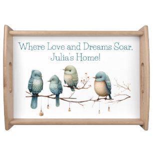 Whimsical Birds on Branches Timeless Elegance Serving Tray