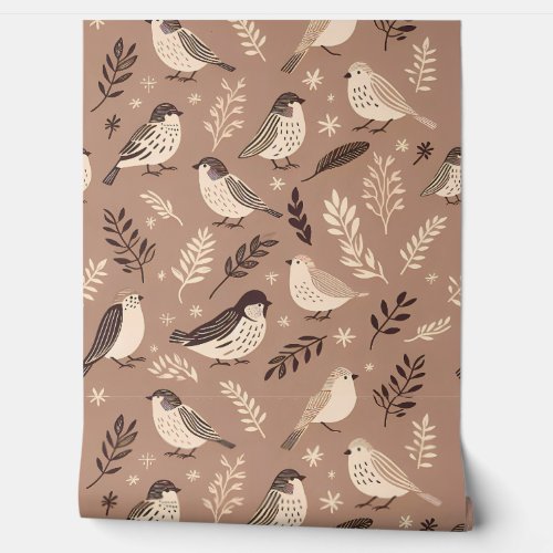 Whimsical Birds Pattern Wallpaper