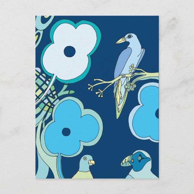 Whimsical Birds Postcard (Front)
