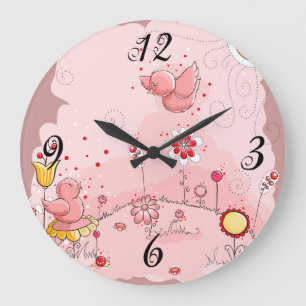 Whimsical Birds Wall Clock