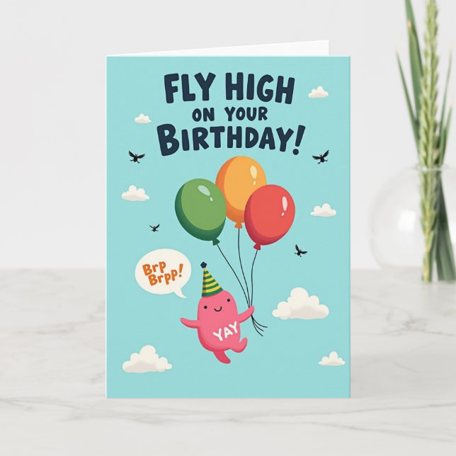 Whimsical Birthday Balloon Card (Front)
