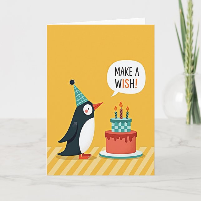 Whimsical Birthday Bird Cake Card (Front)