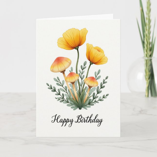 Whimsical Birthday Botanical Card (Front)