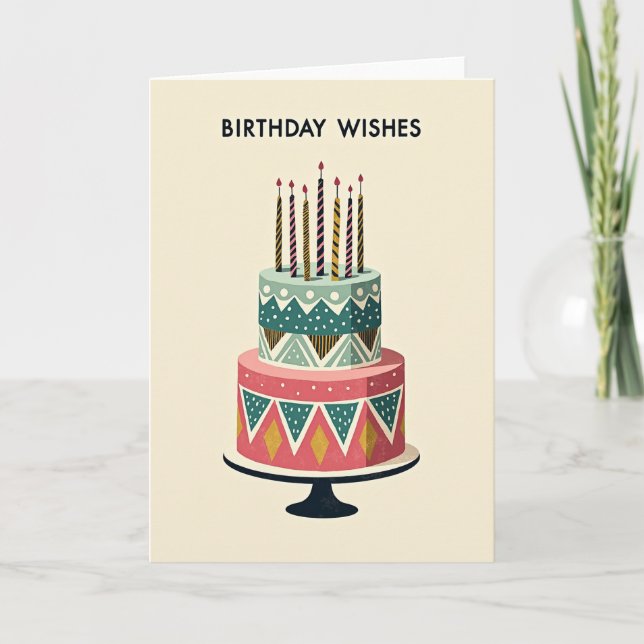 Whimsical Birthday Cake Art Card (Front)