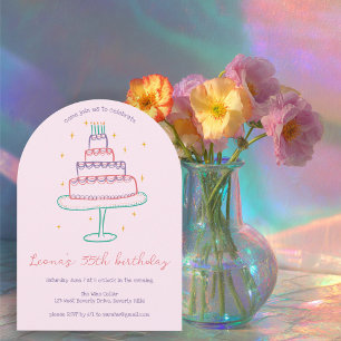 Whimsical Birthday Cake Custom Colorful Party Arch Invitation