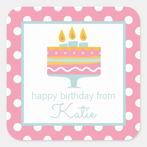 Whimsical Birthday Cake Personalized Gift Stickers