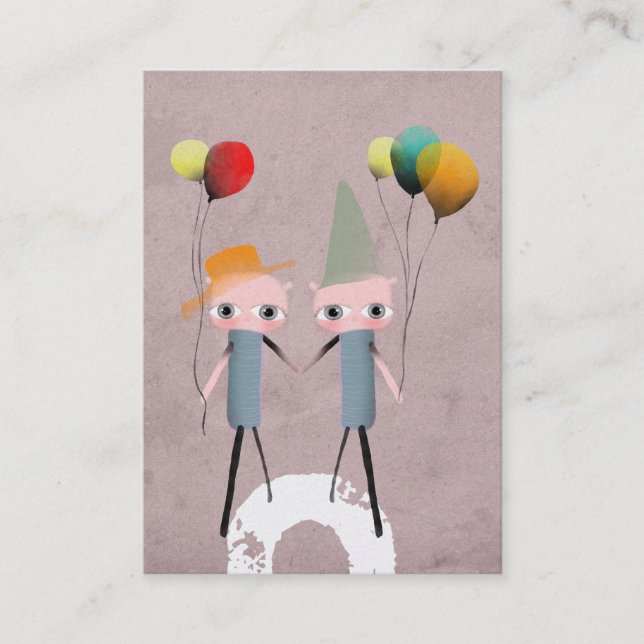 whimsical birthday colorful bird old business card (Front)