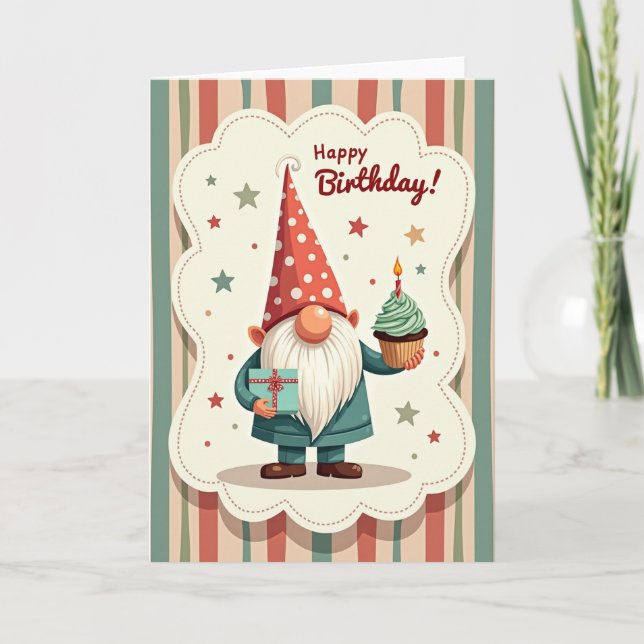 Whimsical Birthday Cupcake Card (Front)