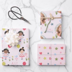 Whimsical Birthday fairy pink personalized Wrappin Wrapping Paper Sheets