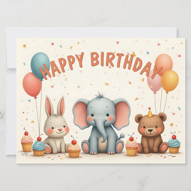 Whimsical Birthday Friends Gather Here (Front)