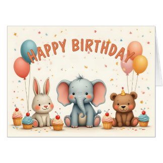 Whimsical Birthday Friends Gather Here Card