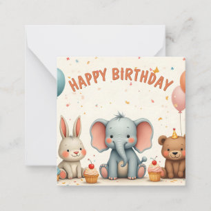 Whimsical Birthday Friends Gather Here Note Card