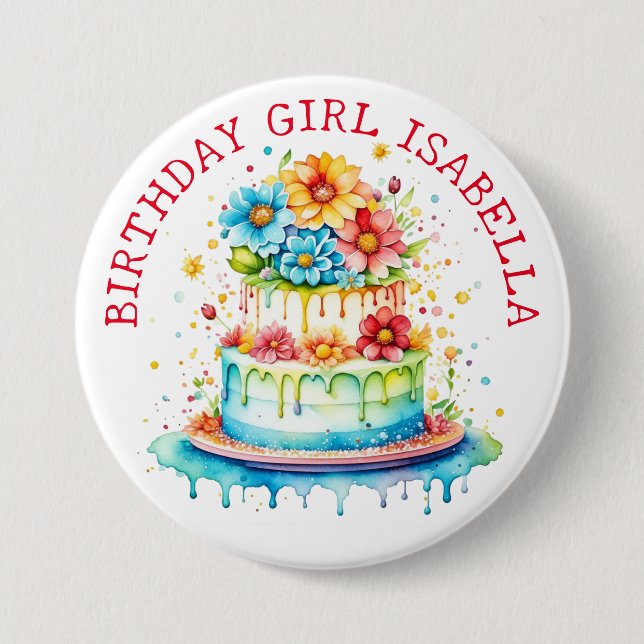 Whimsical Birthday Girl Button (Front)